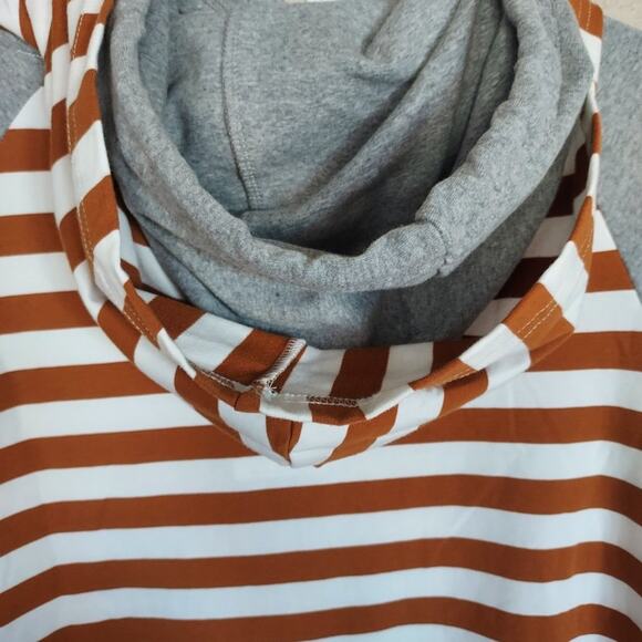 Ampersand Double Hood Hoodie Pullover Striped Sweatshirt Women Medium NWT - Picture 5 of 8